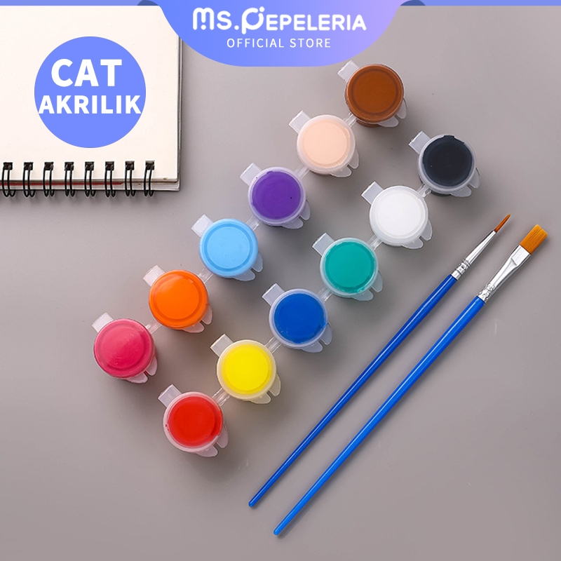 

cat akrilik set 6 Warna 12 Warna/cat air anak/Cat Akrilik Kanvas Lukisan Kanvas Cat Cat Akrilik 3ml + Dua pulpen-Ms.Pepeleria