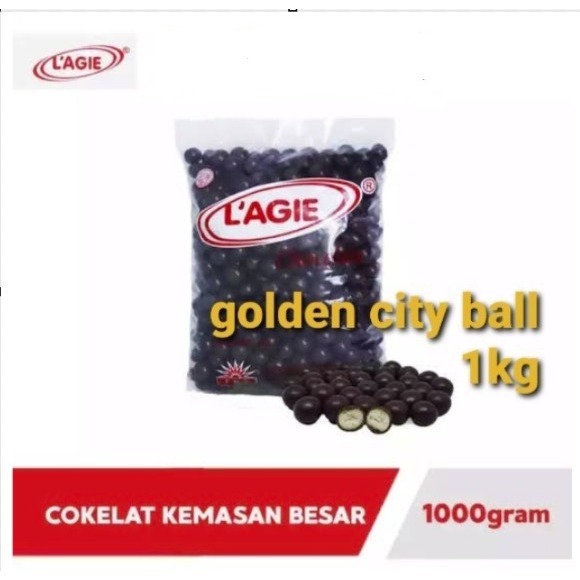 

Lagie Golden CIty Ball 1kg - L’agie Cokelat isi Biskuit 1kg - Gosend Grab Only