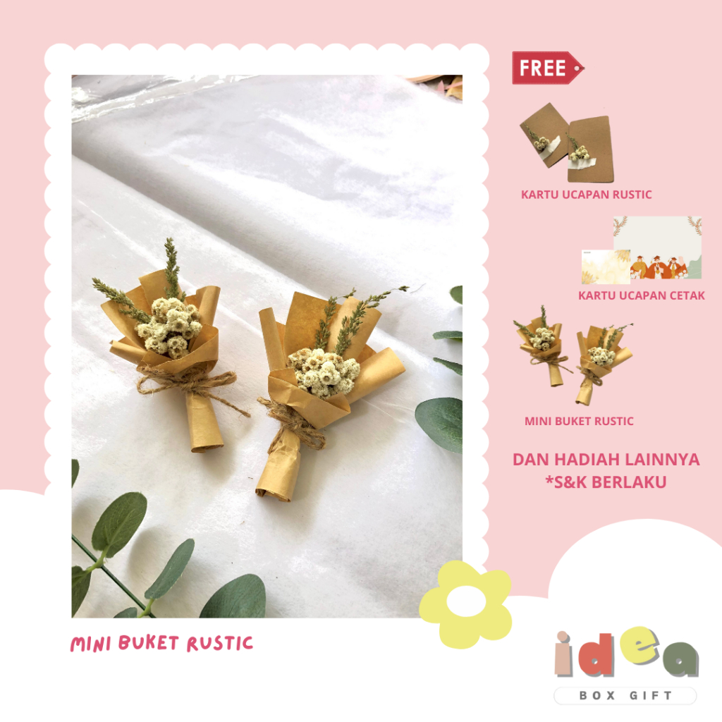 [IDEA BOX GIFT] BUKET MINI DRY FLOWER | BUKET MINI RUSTIC | BUKET EDELWEIS