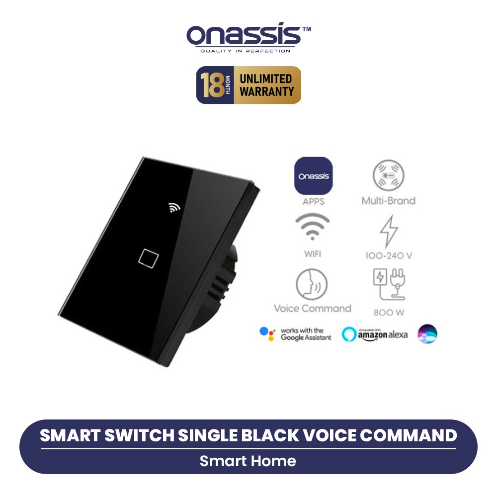 Onassis Smart Switch Single Black Voice Command