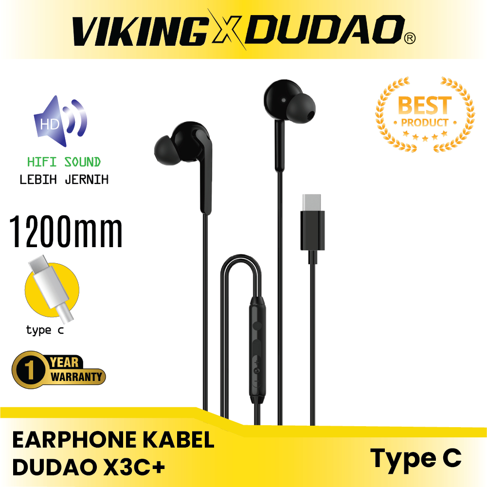 VIKING x DUDAO Earphone X3C+ Type-C Wired Earphone