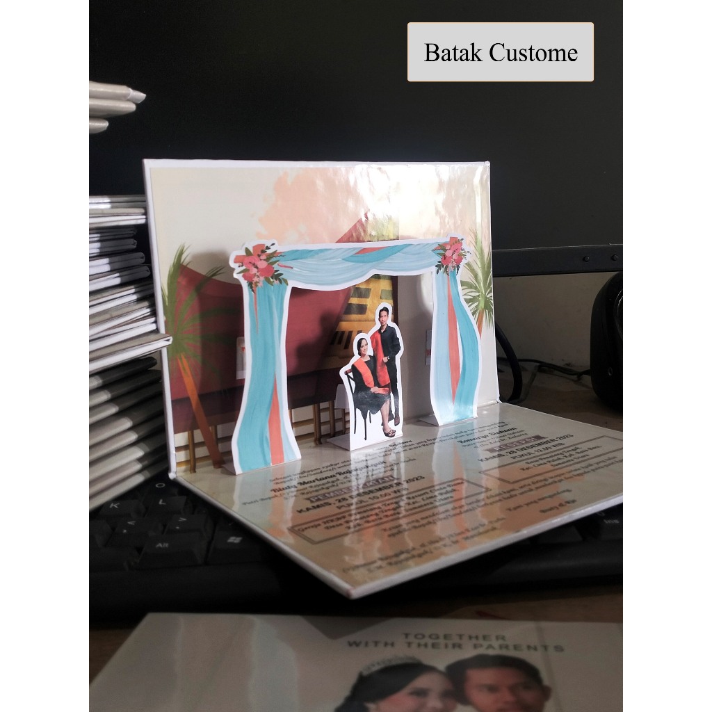 (Repeat Order) Undangan Pernikahan Pop Up 3D HardCover Tema Batak Custom