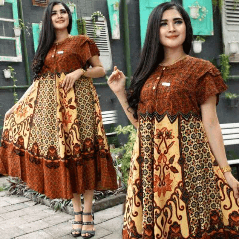 daster jumbo sogan sultan payung batik terbaru kencana busui lengan pendek kekinian XXL ld 120