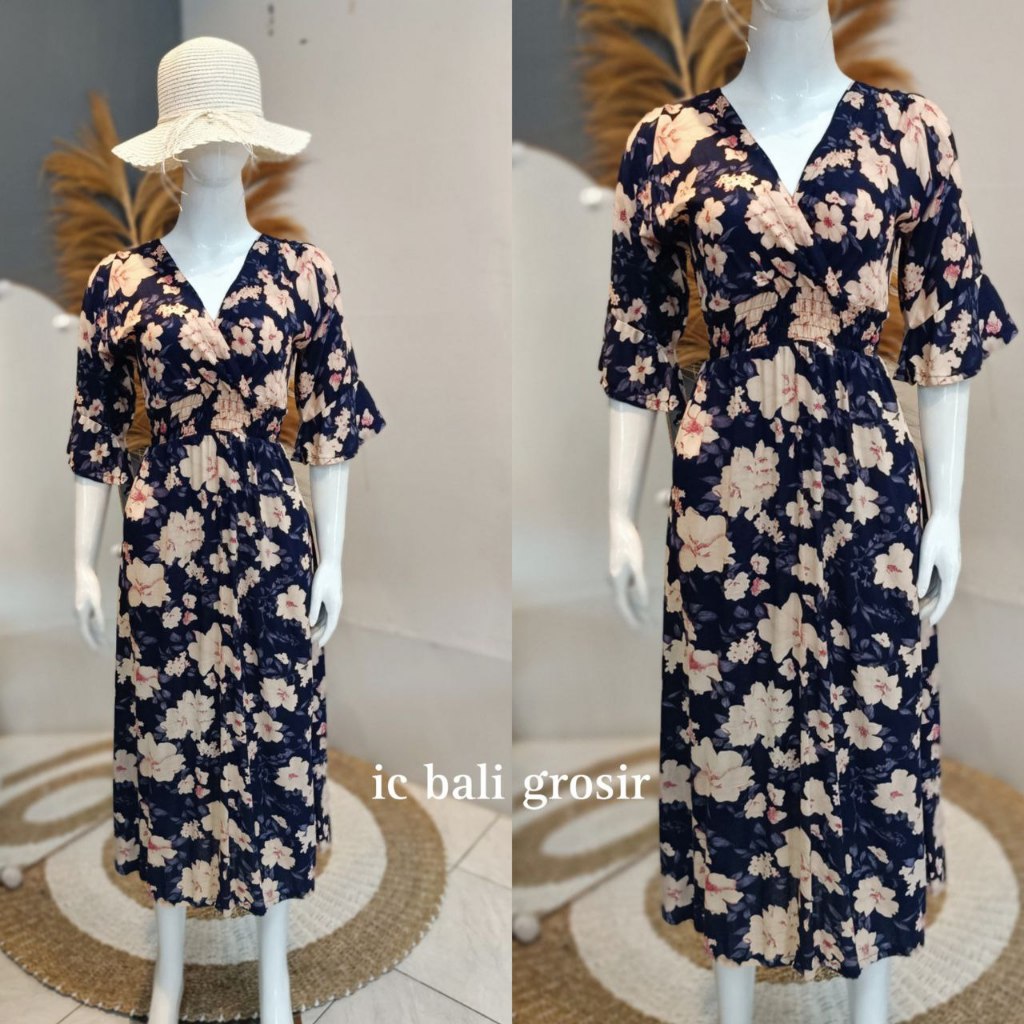 DRESS MOZA LENGAN MLT006///LONG DRESS/DRESS MOZA BALI/GROSIR BALI/GROSIR DRESS/DRESS BALI