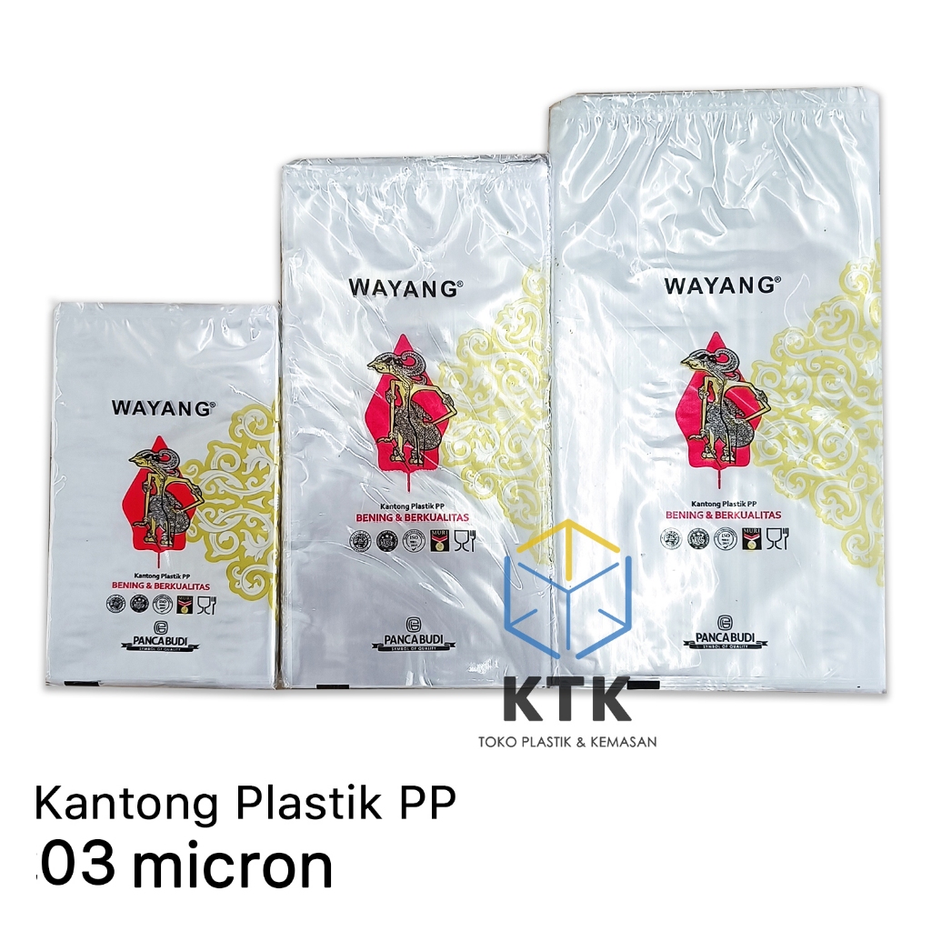 Kantong Plastik PP Wayang Bening 10x17 - 12x24 - 15x27 - 18x35 - 30x45 ; 03 micron