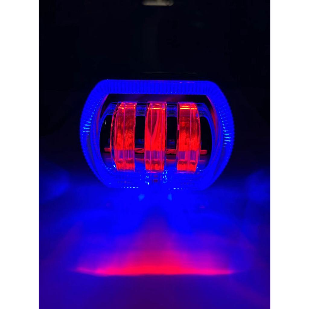 RB Projector BIled 3 Lensa 8D Cut Off Lampu Tembak LED biled 3inch Shroud + Devil Laser U20