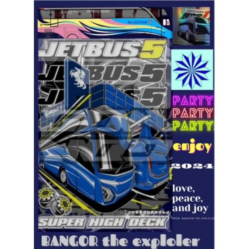 

stiker bus blue star hollo 3 lembar