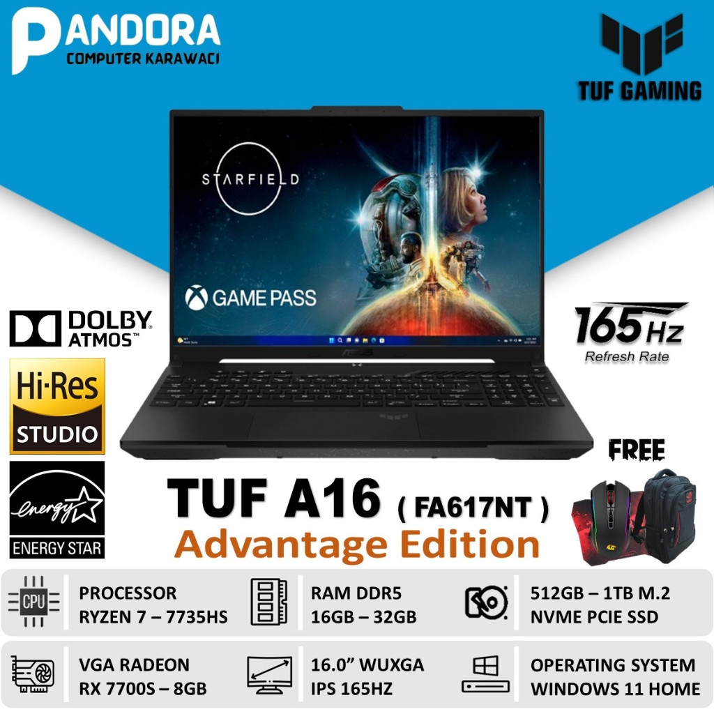 Laptop Asus TUF Gaming A16 Advantage Edition Ryzen 7 32GB 512GB RX 7700 165Hz