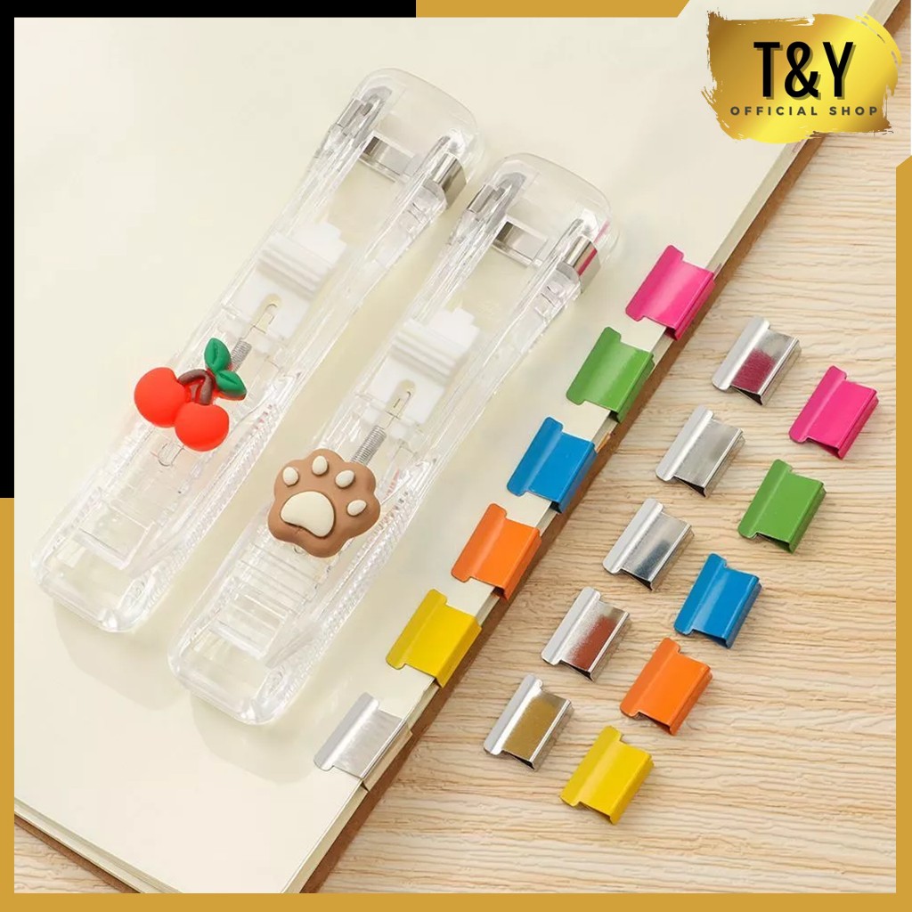 

T&Y Paper Clips Poratble Stainless Steel Staples Otomatis Kliper Penjepit Kertas Stapler Dorong