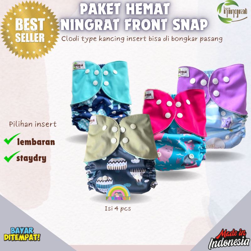 Clodi Bayi ningrat Front snap Popok bayi  cuci ulang Cloudy Newborn BerSNI