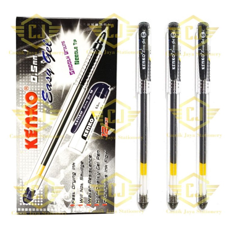 

1 LSN 12 PCS Pulpen KENKO Gel Pen Easy Gel 5mm KODE A1B2