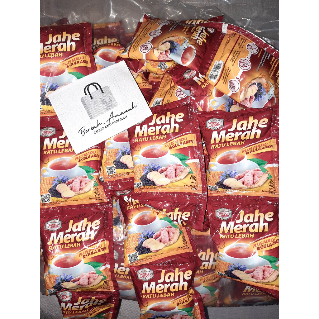 

( 10 sachet ) Jahe Merah Super Ratu Lebah plus Madu - Jahe Merah Murni plus Sambiloto Gula Aren 1 renceng