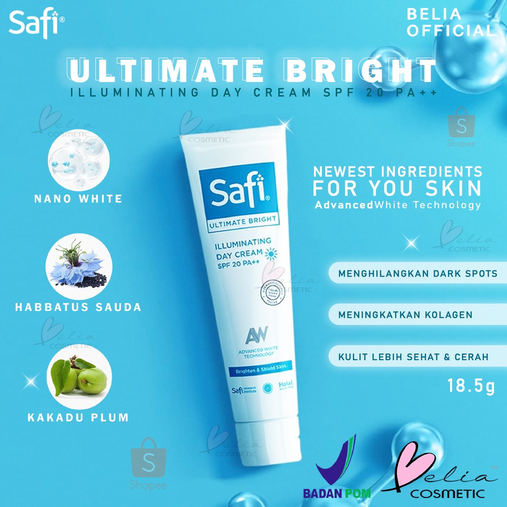 SAFI Ultimate Bright Illuminating Day Cream SPF 20 PA++ | Moisturizer | Pelembab Wajah | BPOM