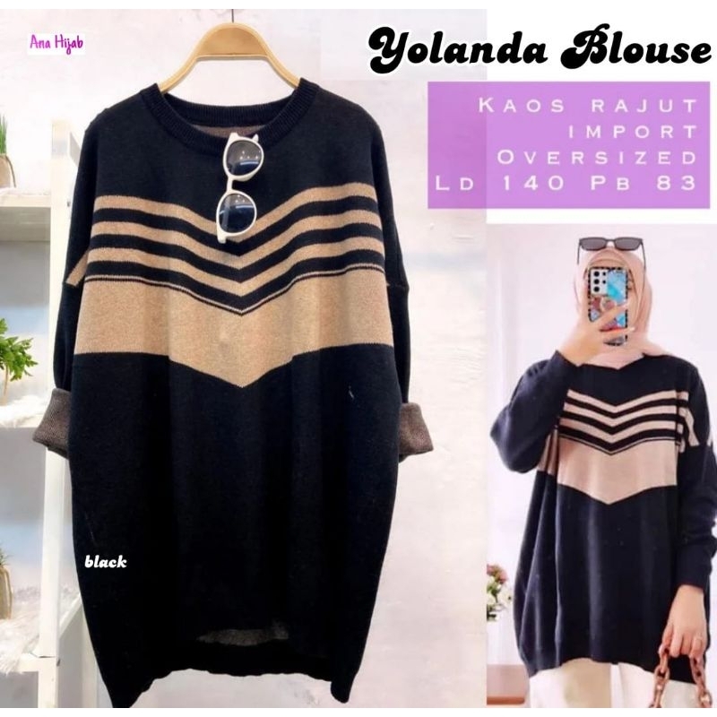 ATASAN BLOUSE WANITA JUMBO/YOLANDA/SWEATER BLOUSE WANITA RAJUT IMPORT JUMBO LD 140 CM FIT XXXXL