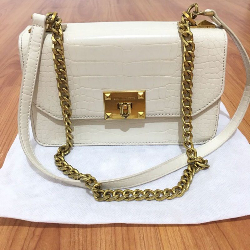 Tas charles and keith croco putih ORIGINAL preloved