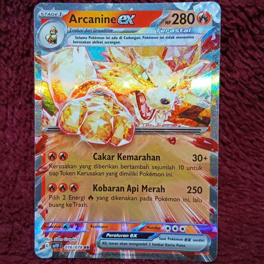 Arcanine EX RR Terastal sv1v - Pokemon TCG Indonesia foil holo