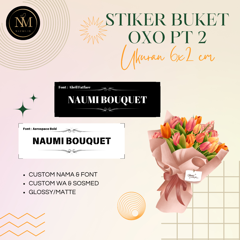 

[ OXO, Part 2 ] STIKER BUKET/STICKER BOUQUET/LABEL BUKET/STIKER LABEL BUKET MURAH Ukuran 6x2 CM