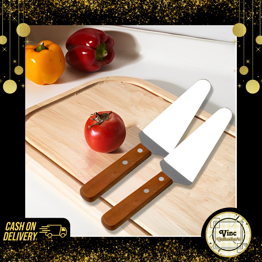 UNIK SPATULA SUTIL KAPE STAINLESS STEEL GAGANG KAYU  SHOVEL PIE CAKE STAINLESS  SPATULA FOOD GRADE  
