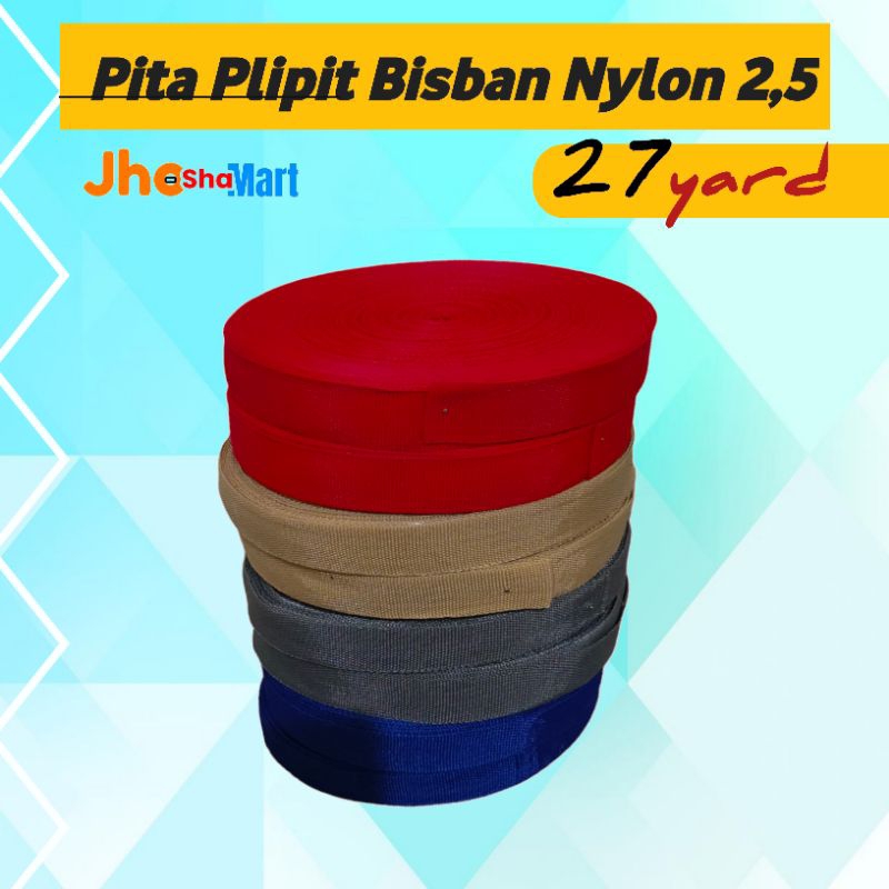 PLIPIT PITA ROLL 27 Meter PLIPIT 2,5cm WARNA BISBAN WARNA PITA BISBAN NYLON 27meter