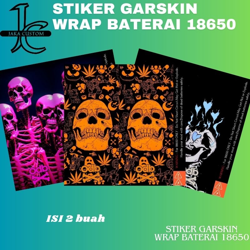 Jaka Custom - Skin Stiker Wrap Baterai 18650 Motif ODB X SKULL Full Desain Untuk Melindungxi Dan Mem