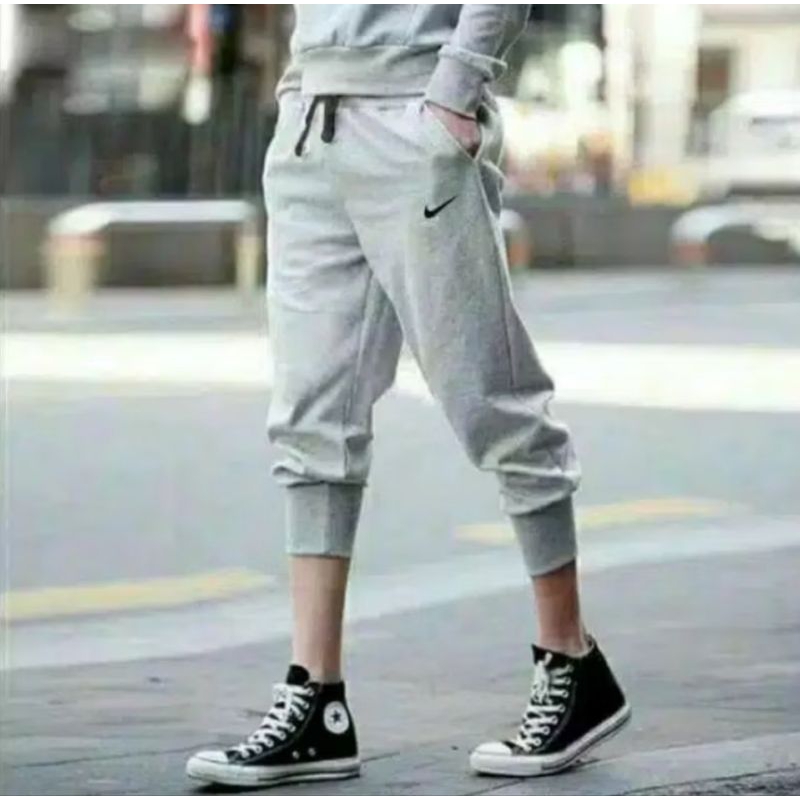 Celana 7/8 Bahan Baby Terry Olahraga Santai Pria wanita