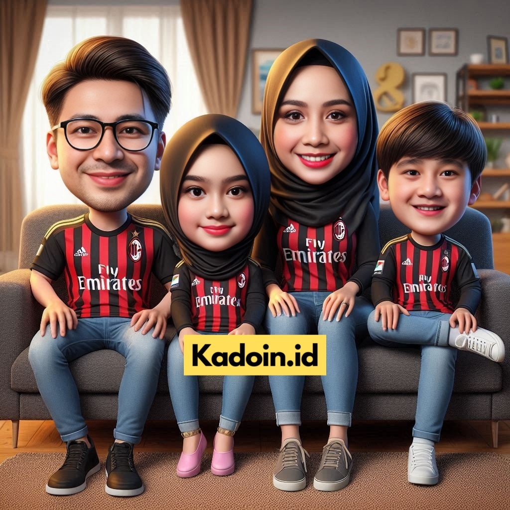 Jasa Edit Karikatur AI Keluarga Jersey Tim Sepakbola Untuk Kado Ulang Tahun/Wisuda/Anniversary/Perni