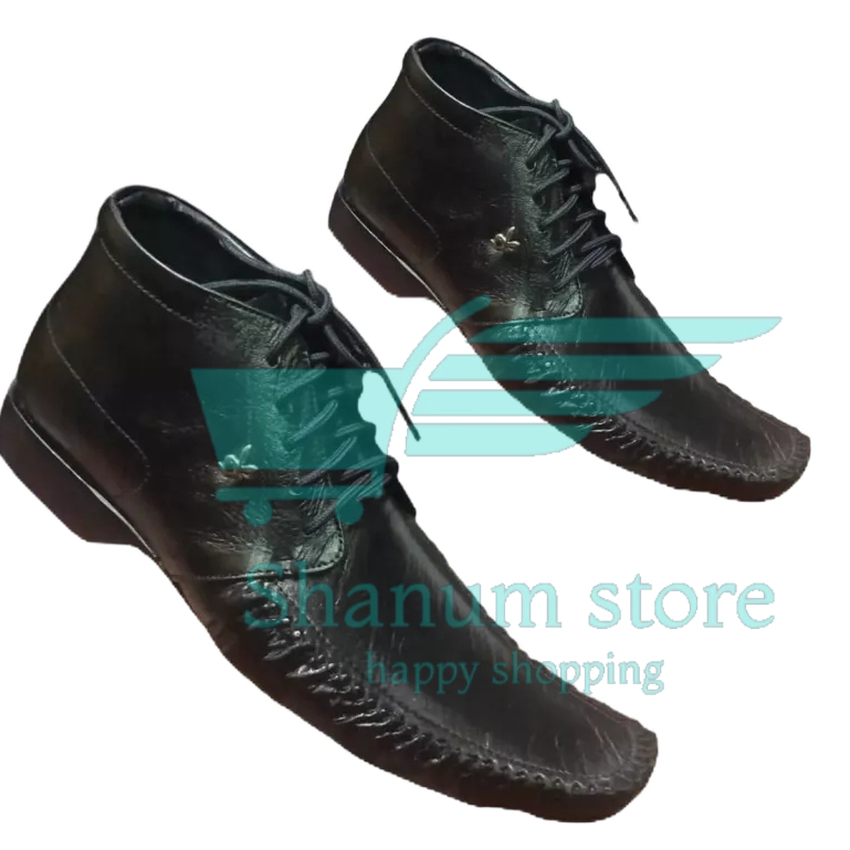 Sepatu Boot Playboy Full Kulit Asli - Sol Karet Jahit Keliling | Pantofel Kerja Pria Boots Anti Slip