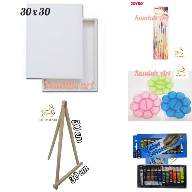 

LUAR BIASA Paket Lukis Lengkap kanvas 3x3kuaspaletcat air 6mleasel 3x5