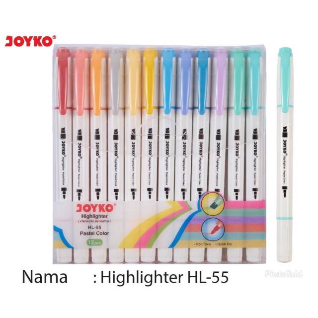 

PANAS Dual Tip Highlighter Pastel color Joyko HL55 12 warna
