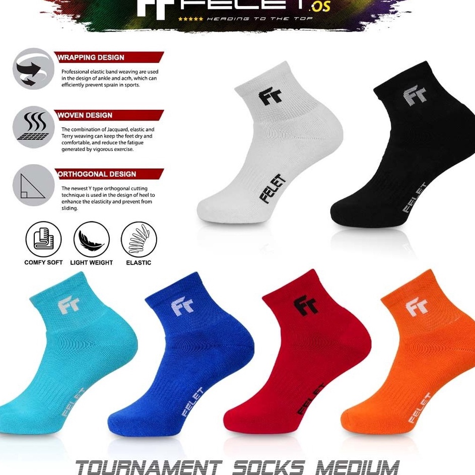 Spesial Promo  FELET TOURNAMENT SOCK  KAOS KAKI BADMINTON ORIGINAL FELET