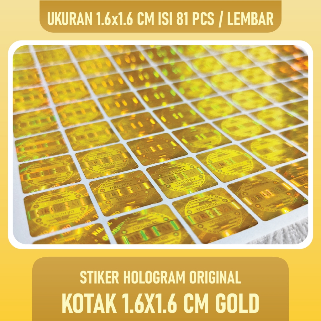 

Stiker Hologram Original _ KOTAK 1.6X1.6 CM GOLD