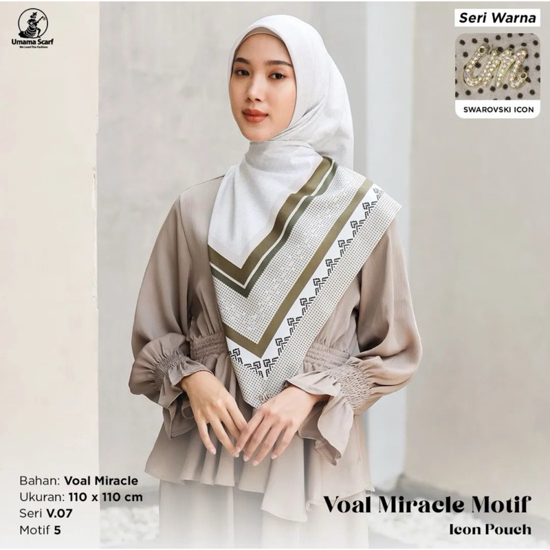[ORI] Umama Miracle Motif Pouch / Umama Hijab Segi Empat / Hijab Premium / Jilbab Umama Motif Laser 