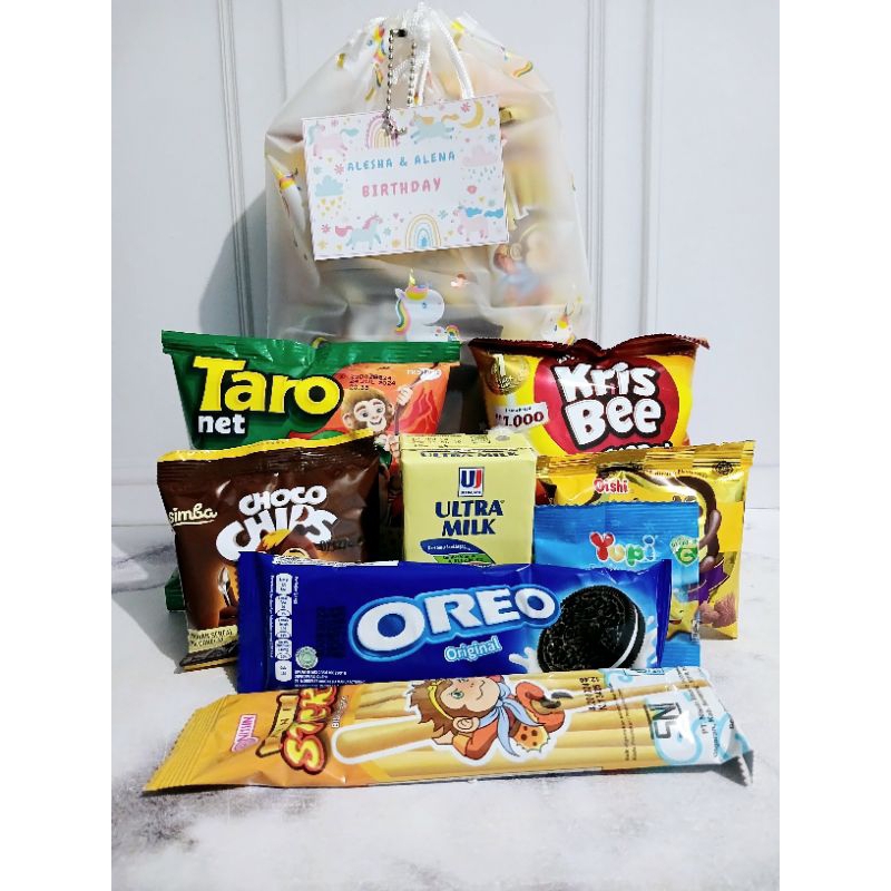 

Snack Ulang Tahun Anak Kemasan Pouch Free Card Sovenir Birthday Hampers Lomba