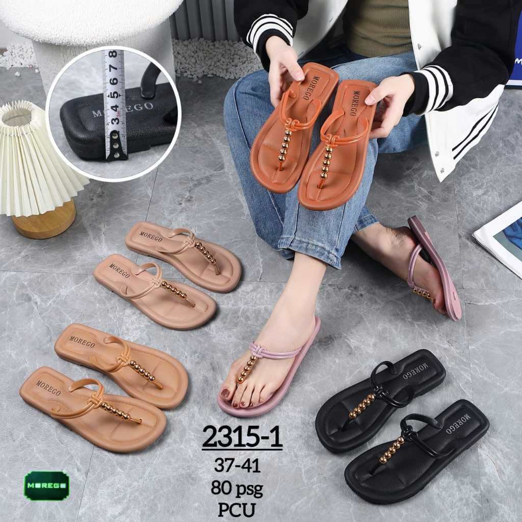 Sandal Jepit Wanita Karet Jelly Import Model Tali T Thong Bahan Rubber Ringan MOREGO
