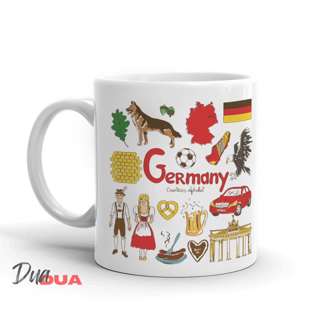 Gelas Mug Germany Culture Map Jerman | Mug Custom Kado Gift Oleh-Oleh Souvenir