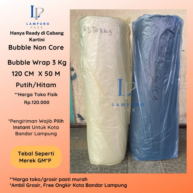 

Bubble Wrap Non Core Lampung Pack 3kg - Semi Bening Hitam