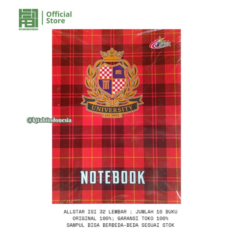 

Buku Tulis ALLSTAR 32 lembar Isi 10 Buku tulis All Star 32 lembar isi 10
