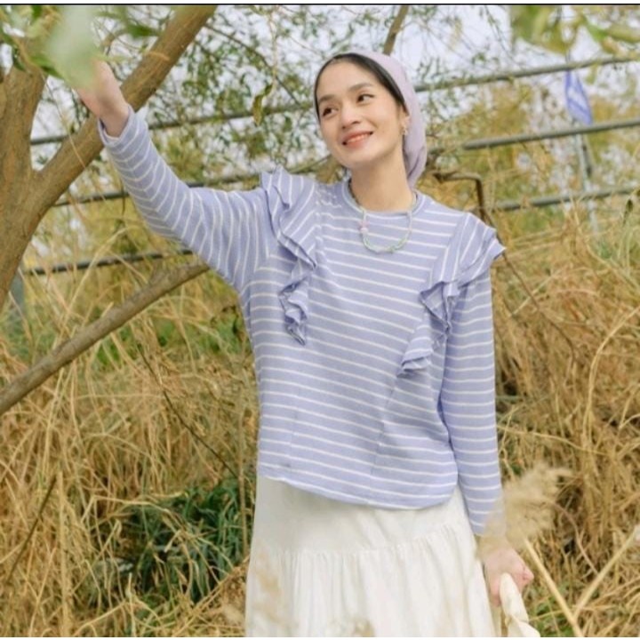 BLOUSE SALUR REMPEL | ATASAN MUSLIM KNIT SALUR LEMBUT | ATASAN WANITA CASUAL