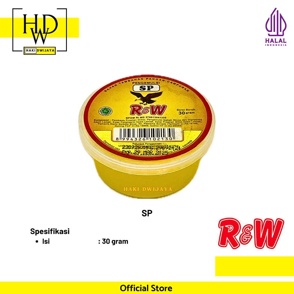 

Emulsifier SP Pengemulsi Pengembang Kue Roti Rajawali R&W RW 30 gr