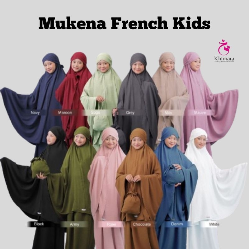 MUKENA FRENCH KIDS KHIMARA CRINCLE AIRFLOW MUKENA POLOS ADEM MUKENA ANAK FRENCH MUKENA LESTI