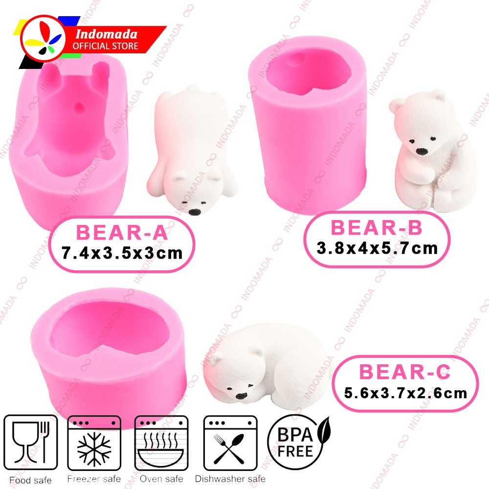 Indomada Cetakan Silikon Fondant Beruang Lucu Besar Alat Dekorasi Kue Cute Bear Cake Silicone Mold C