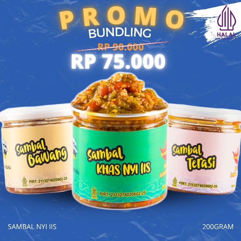 

SAMBAL NYI IIS - 3 SET VARIAN SAMBAL KHAS, BAWANG, TERASI