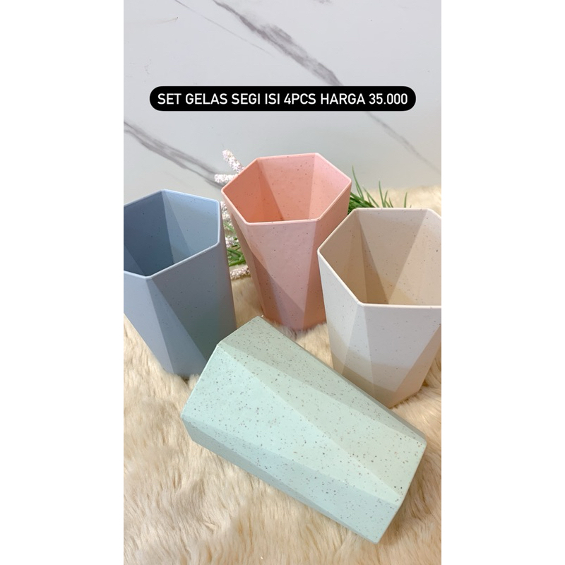set gelas/mangkok warna pastel