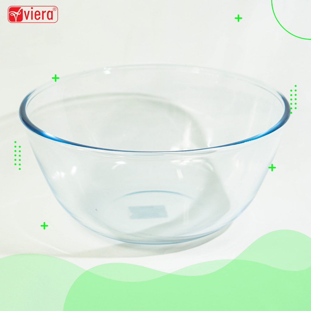 VIERA - Glass Mixing Bowl Mangkok Pengaduk Adonan Kue Bulat Kaca Bening Kuat Tahan Lama SNI