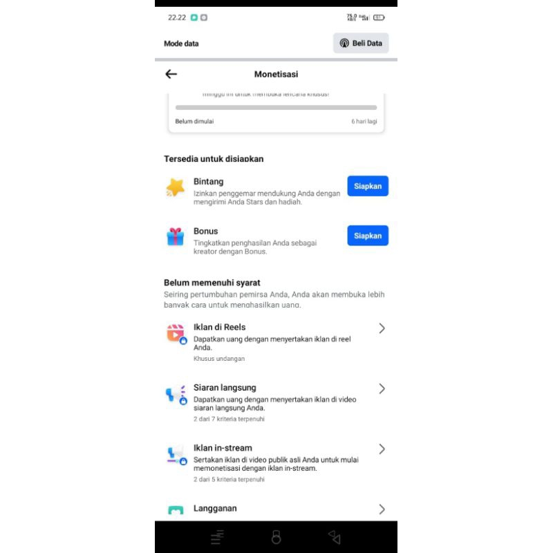 fanspage halaman monetisasi bonus atau kinerja