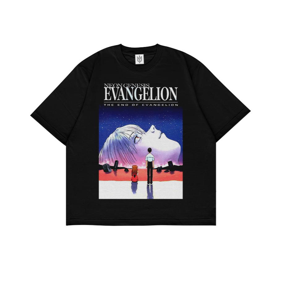 KAOS BAJU NEON GENESIS EVANGELION| T-SHIRT OVERSIZE HITAM STYLE Y2K VINTAGE BOOTLEG GRUNGE | PRIA WA