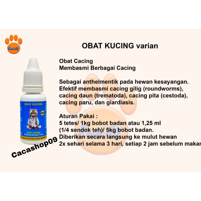 OBAT CACING KUCING 10ML RAIDALL - OBAT CACING KUCING AMPUH RAIDALL ORIGINAL