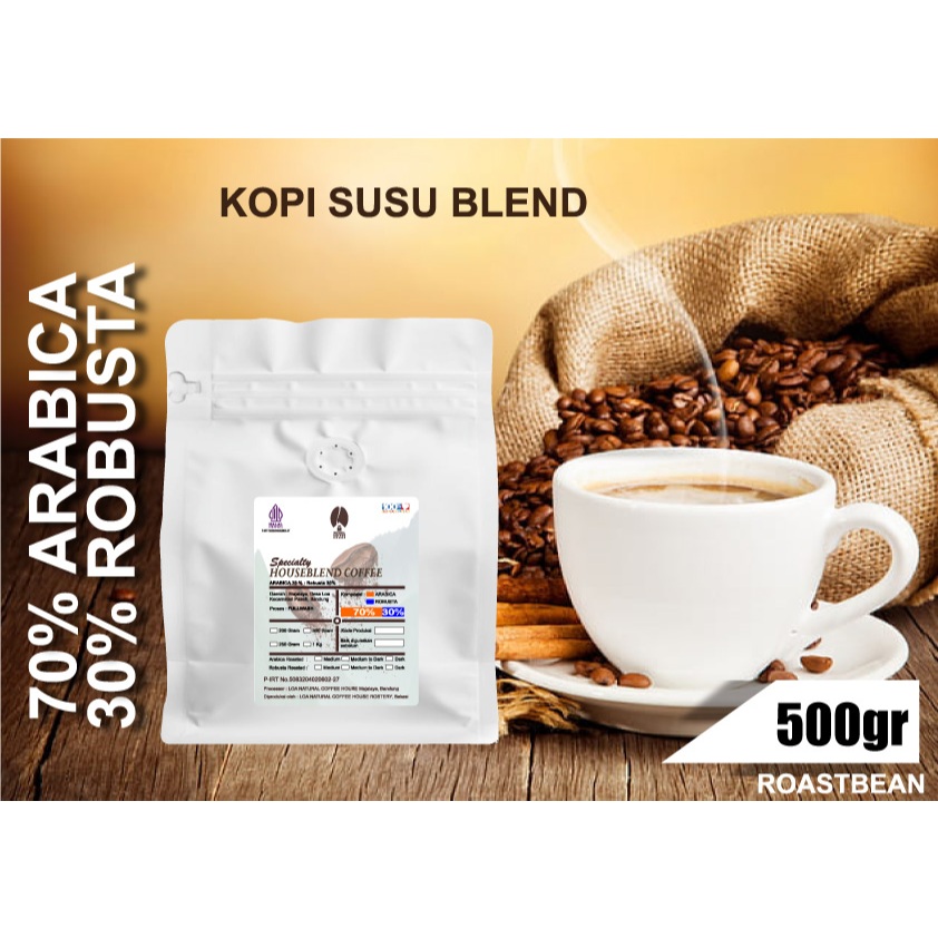 

KOPI SUSU BLEND (70%:30% HOUSEBLEND COFFE SPECIALTY) 500 GRAM