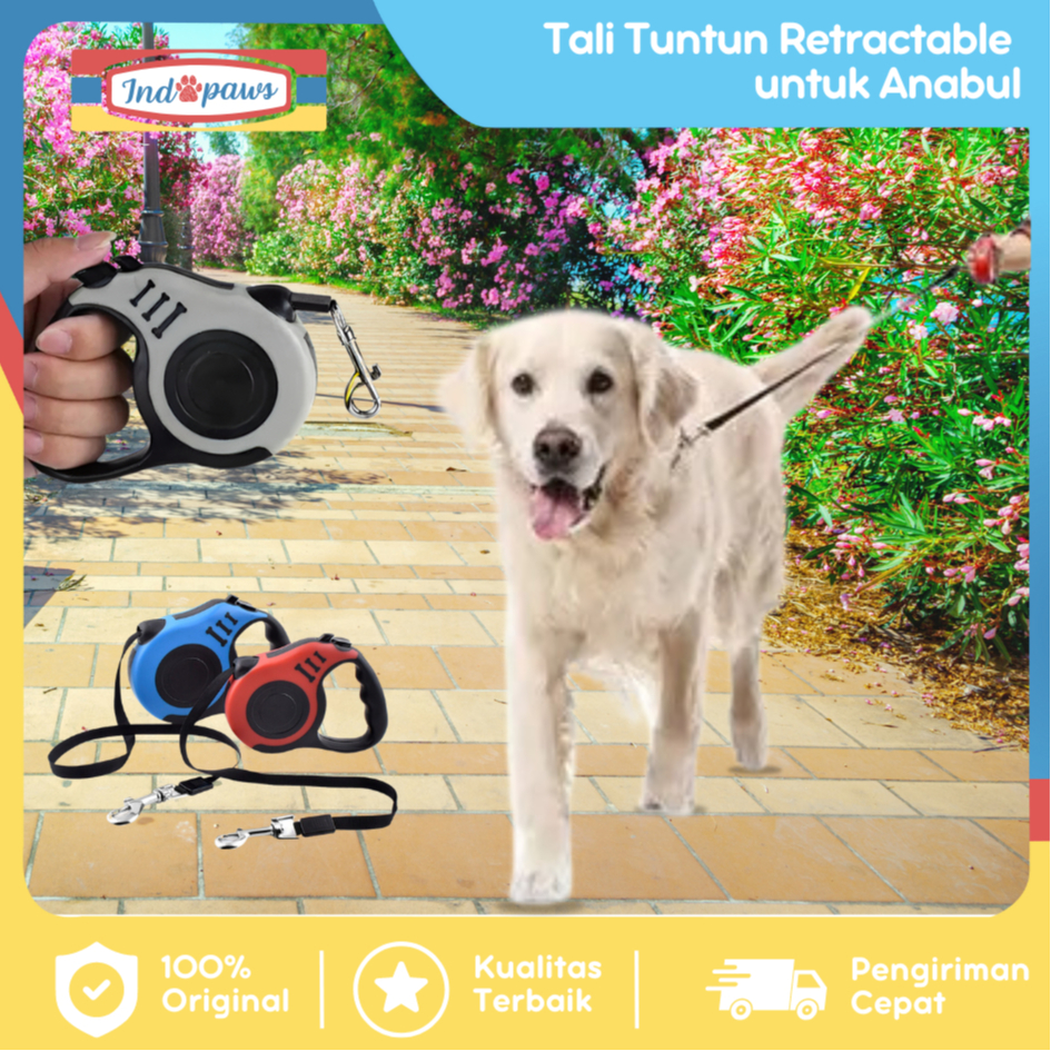 Indopaws Tali Tuntun Hewan Tali Tuntun Hewa | Retractable Dog Leash Anjing 3 Fleksibel dan Otomatis 