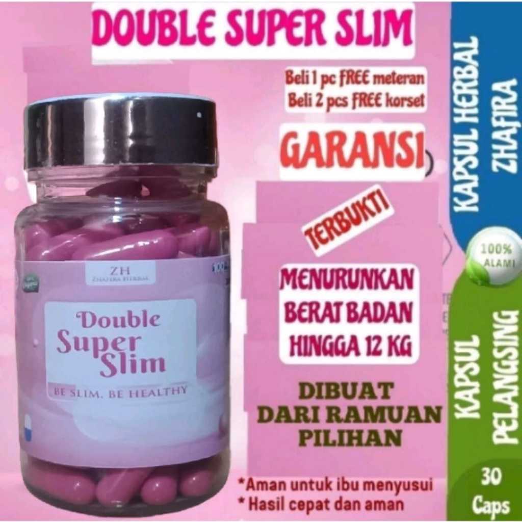 Double Super Slim Obat Diet Pil Pelangsing Herbal Super Strong Peluntur Lemak Perut Buncit Body Slim